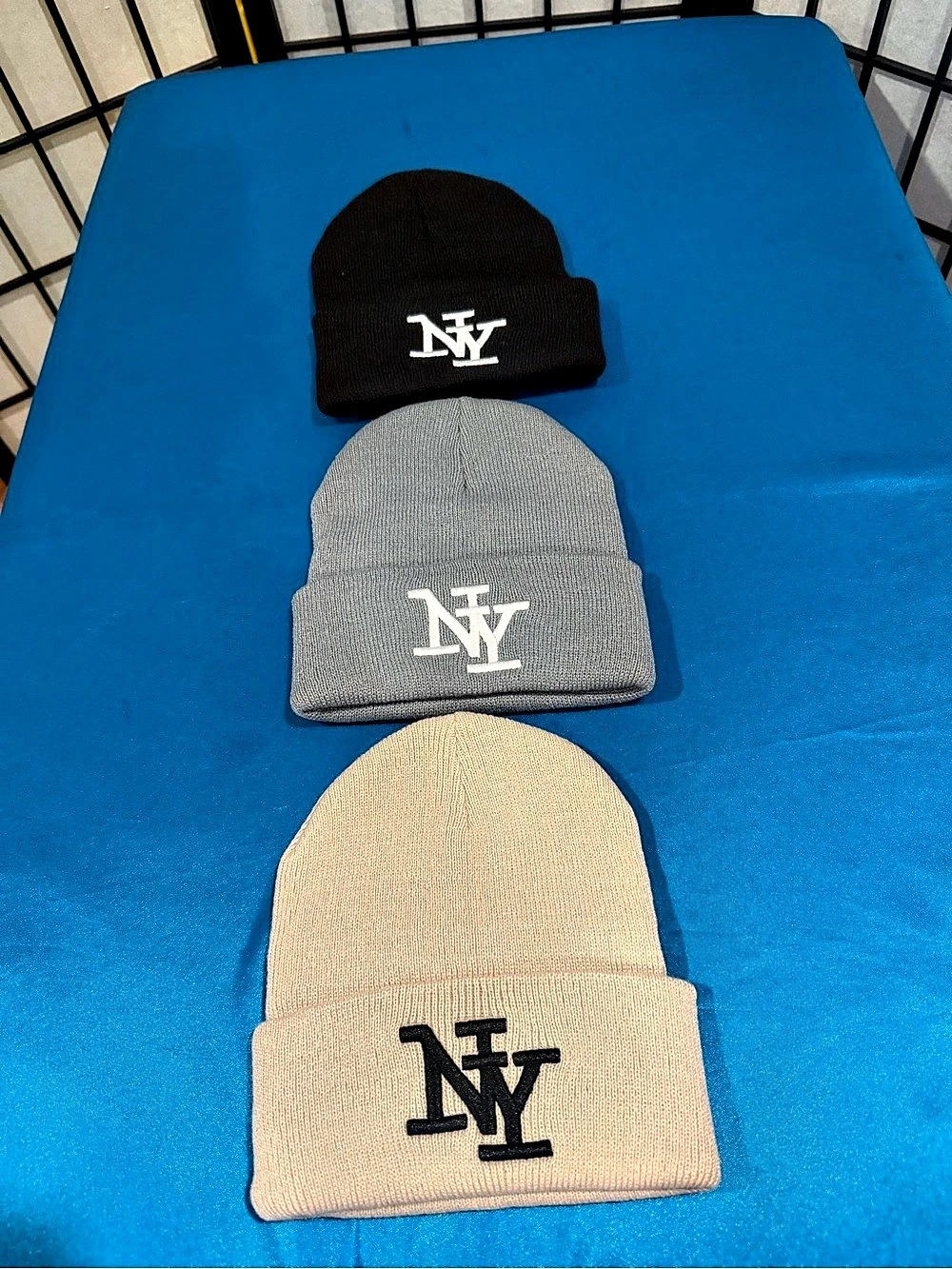 3 Knit Beanie Hat Set in Black, gray,and beige (G3)